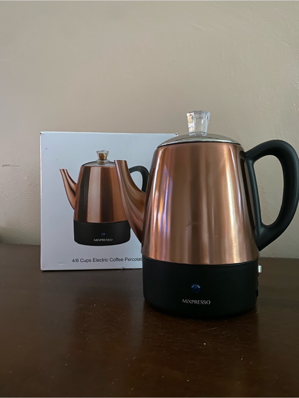 Copper Electric Coffee Percolator - Copper/Black